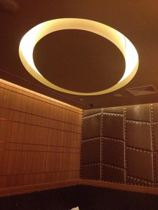 Elliptical Plasterboard Bulkhead feature in Corner Lounge