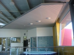 Spa Ceiling Acoustic Bulkhead – Colorbond MiniI Orb Ceiling Tiles